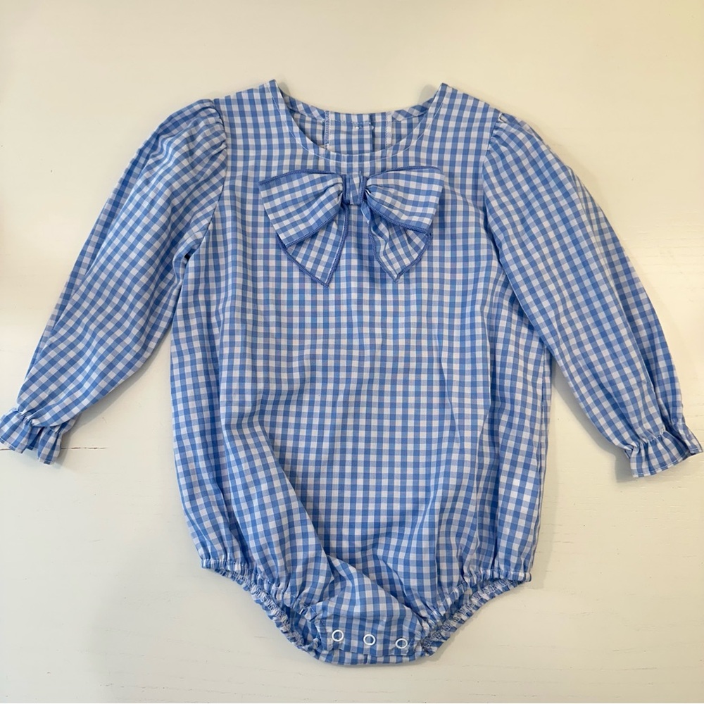 TBBC Beatrice Bow Blouse Blue Gingham 2T